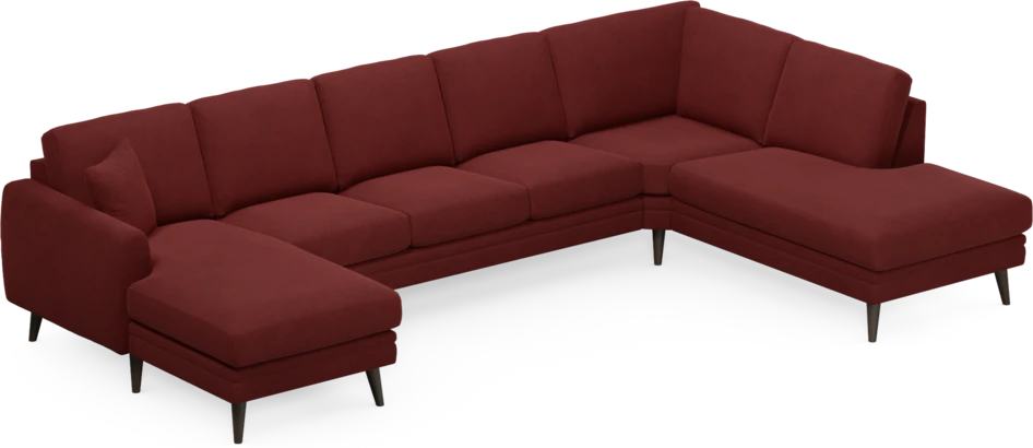 Eden - 3-sits soffa med schäslong vänster och divan höger - Röd