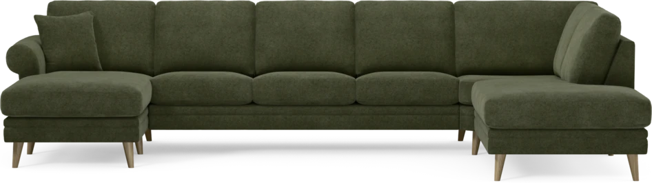 Eden - 3-sits soffa med schäslong vänster och divan höger - Grön