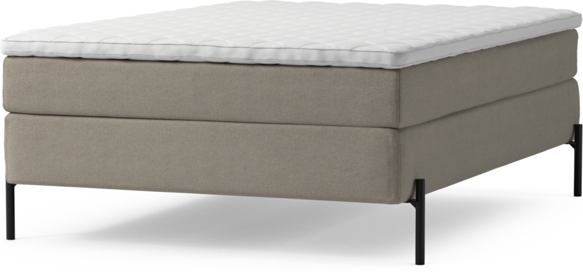 Delux Sense - Kontinentalsäng, enkelsäng 140 cm med bäddmadrass och sängben - Beige