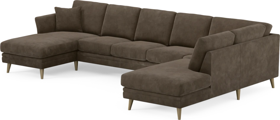 Eden - 3-sits soffa med schäslong vänster och divan höger - Brun