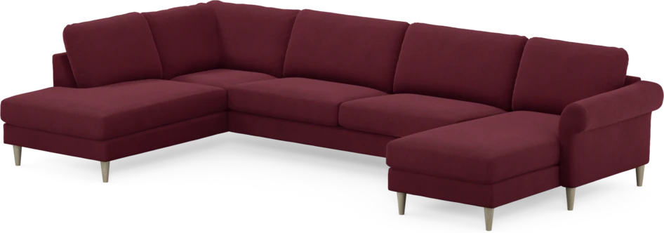 Bridge - 3-sits soffa med divan vänster och schäslong höger - Röd