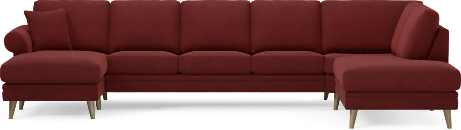 Eden - 3-sits soffa med schäslong vänster och divan höger - Röd