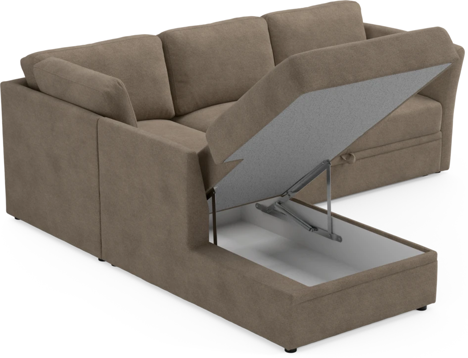 Öland - Bäddsoffa med divan vänster - Brun