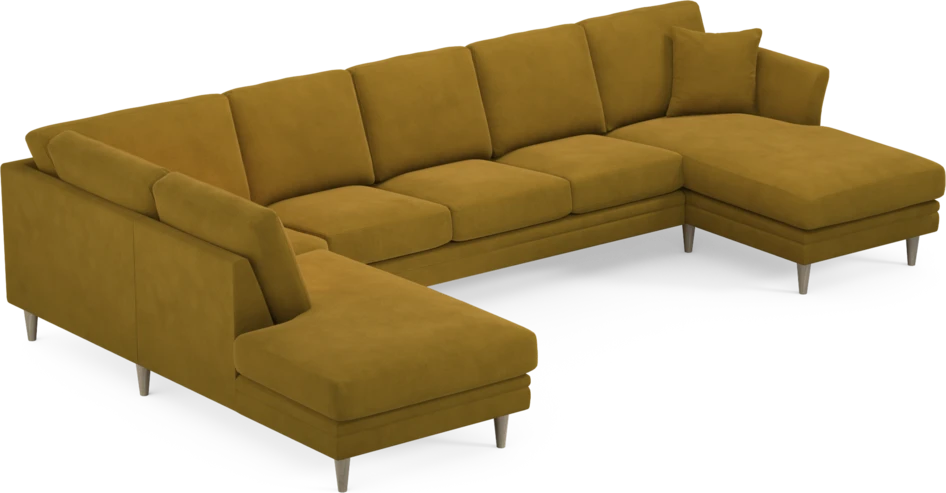 Eden - 3-sits soffa med divan vänster och schäslong höger - Gul