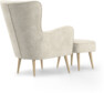 Cordelia - Fåtölj med fotpall - Beige