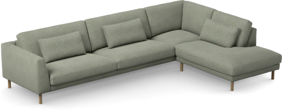 Willow - 4-sits soffa med divan höger, fast klädsel - Grön