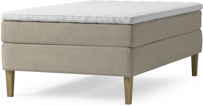 Delux Sense - Kontinentalsäng, enkelsäng 120 cm med bäddmadrass och sängben - Beige