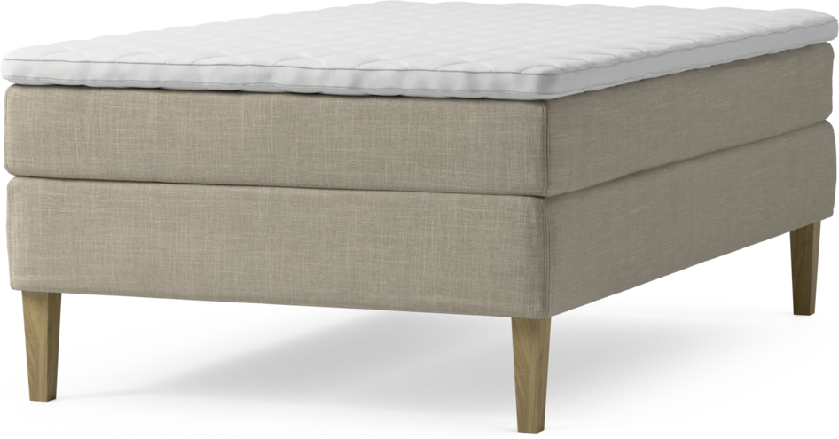 Delux Sense - Kontinentalsäng, enkelsäng 120 cm med bäddmadrass och sängben - Beige