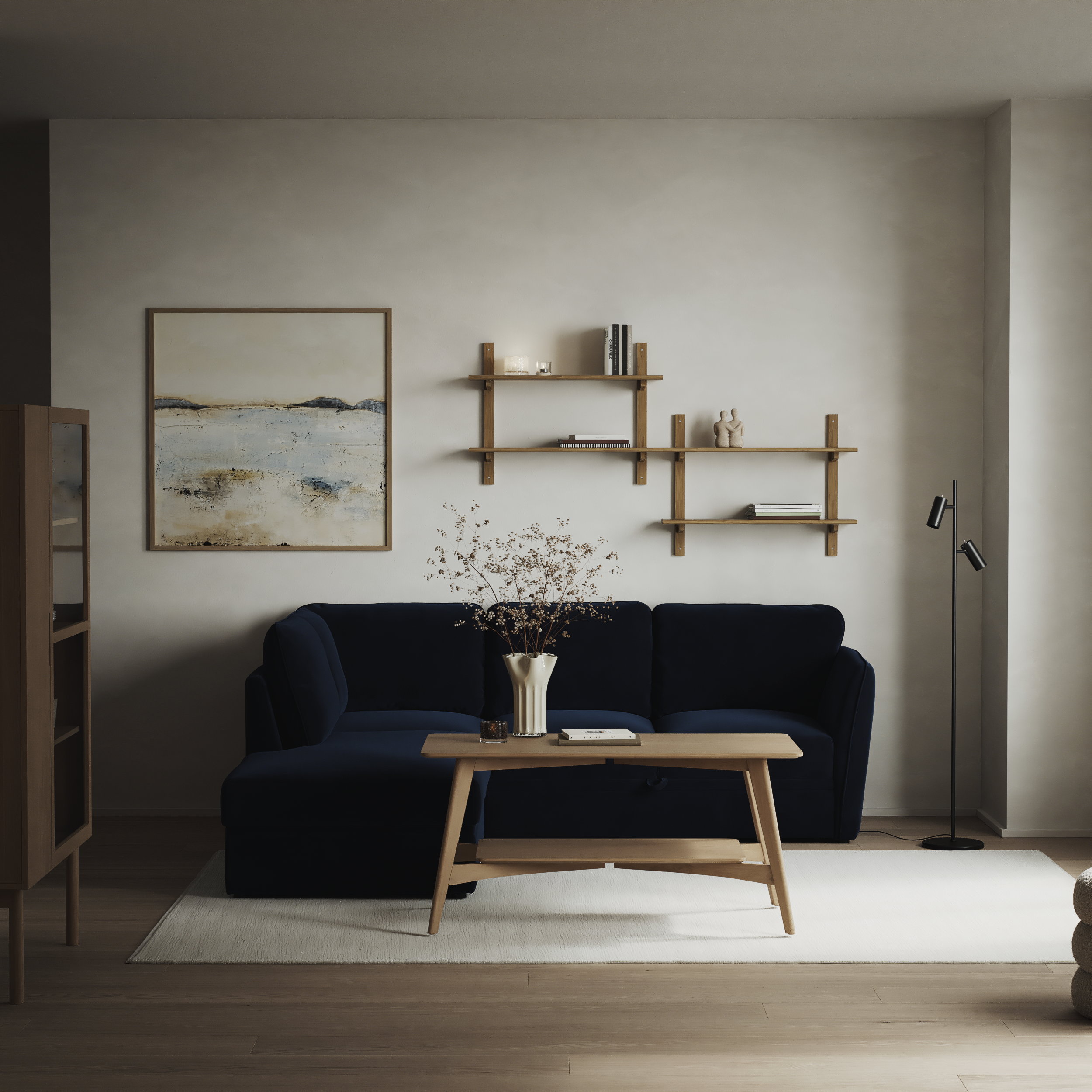 Öland, Bäddsoffa med divan vänster