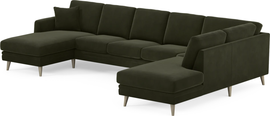 Eden - 3-sits soffa med schäslong vänster och divan höger - Grön