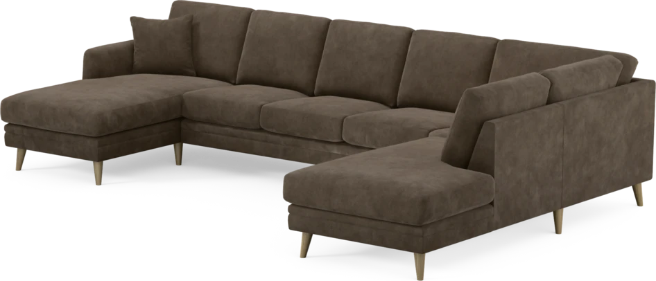 Eden - 3-sits soffa med schäslong vänster och divan höger - Brun