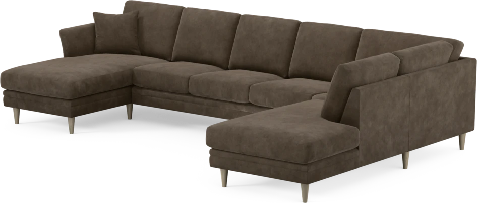 Eden - 3-sits soffa med schäslong vänster och divan höger - Brun
