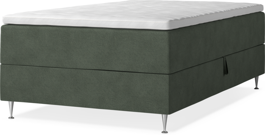 New York - Förvaringssäng, enkelsäng med bäddmadrass, sängben och sängben - Grön