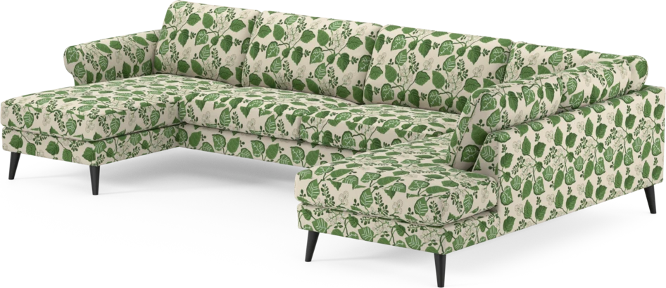 Bridge - 3-sits soffa med schäslong vänster och divan höger - Grön