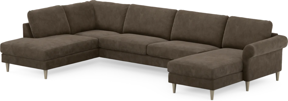 Bridge - 3-sits soffa med divan vänster och schäslong höger - Brun