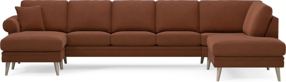 Eden - 3-sits soffa med schäslong vänster och divan höger - Orange