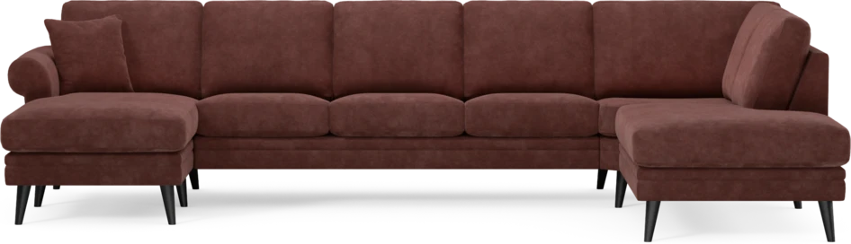 Eden - 3-sits soffa med schäslong vänster och divan höger - Röd