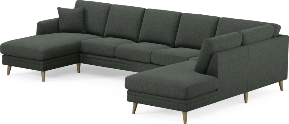 Eden - 3-sits soffa med schäslong vänster och divan höger - Grön