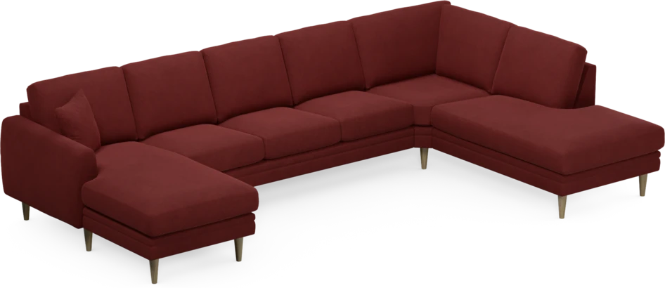Eden - 3-sits soffa med schäslong vänster och divan höger - Röd