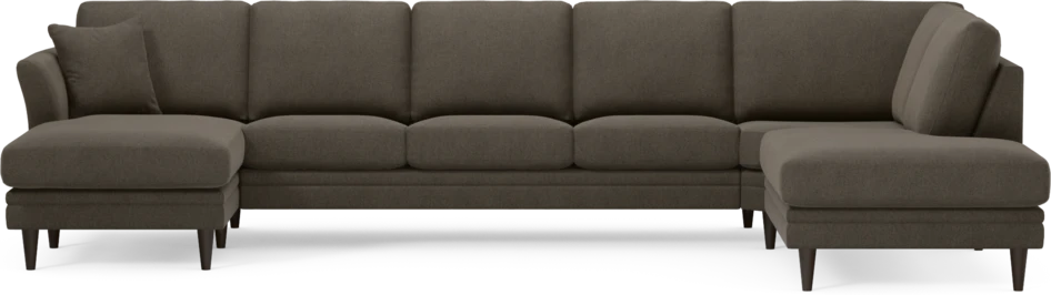 Eden - 3-sits soffa med schäslong vänster och divan höger - Brun