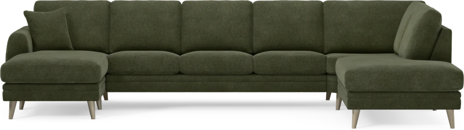 Eden - 3-sits soffa med schäslong vänster och divan höger - Grön