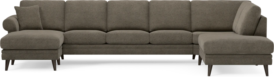 Eden - 3-sits soffa med schäslong vänster och divan höger - Brun