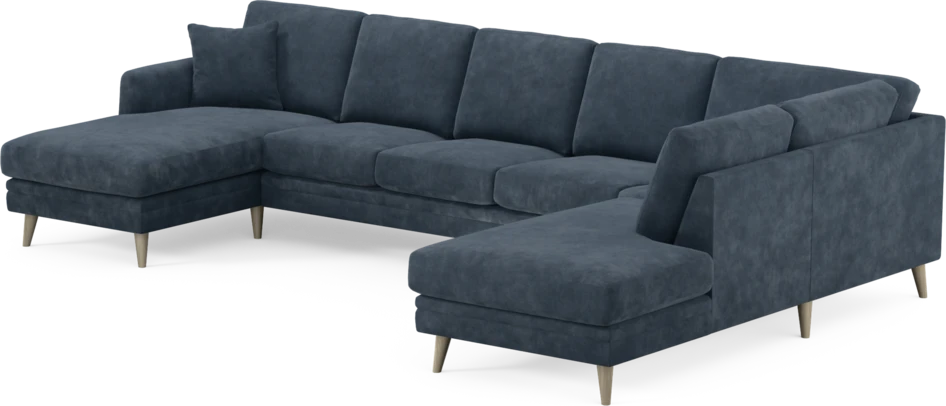Eden - 3-sits soffa med schäslong vänster och divan höger - Blå