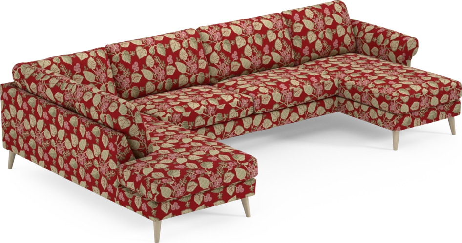 Bridge - 3-sits soffa med divan vänster och schäslong höger - Röd