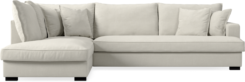 Mila - 3-sits soffa med divan vänster, hel dyna - Vit