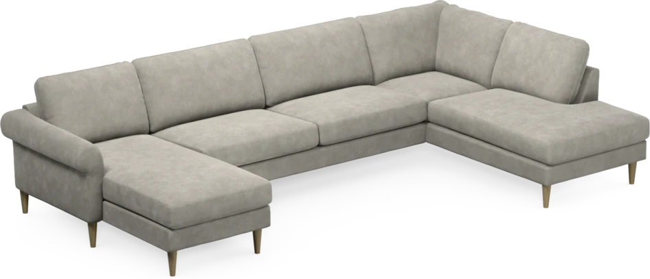 Bridge - 3-sits soffa med schäslong vänster och divan höger - Grå