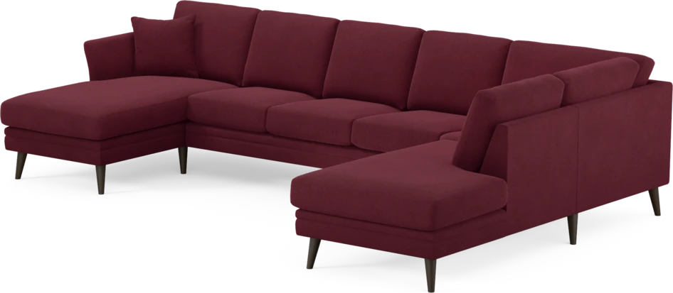 Eden - 3-sits soffa med schäslong vänster och divan höger - Röd