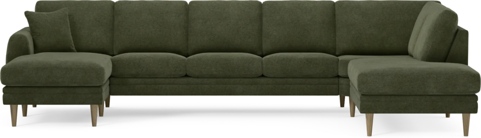 Eden - 3-sits soffa med schäslong vänster och divan höger - Grön