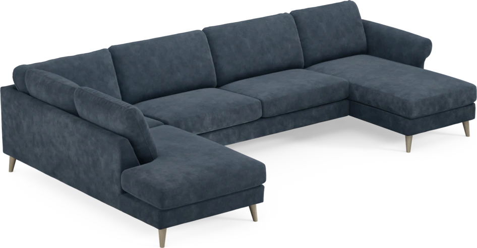 Bridge - 3-sits soffa med divan vänster och schäslong höger - Blå