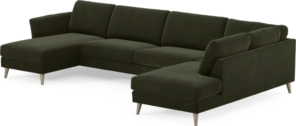 Bridge - 3-sits soffa med schäslong vänster och divan höger - Grön