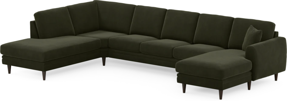 Eden - 3-sits soffa med divan vänster och schäslong höger - Grön