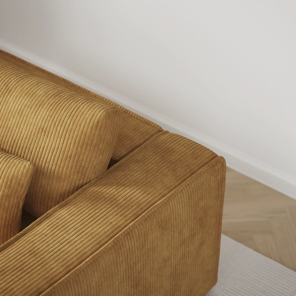 Ide - Bäddsoffa 3-sits med schäslong höger - Gul