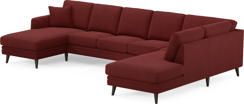 Eden - 3-sits soffa med schäslong vänster och divan höger - Röd