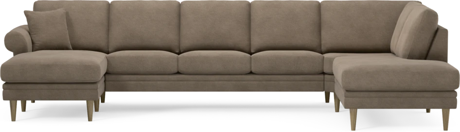 Eden - 3-sits soffa med schäslong vänster och divan höger - Brun