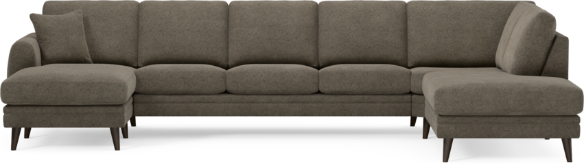 Eden - 3-sits soffa med schäslong vänster och divan höger - Brun