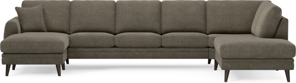 Eden - 3-sits soffa med schäslong vänster och divan höger - Brun