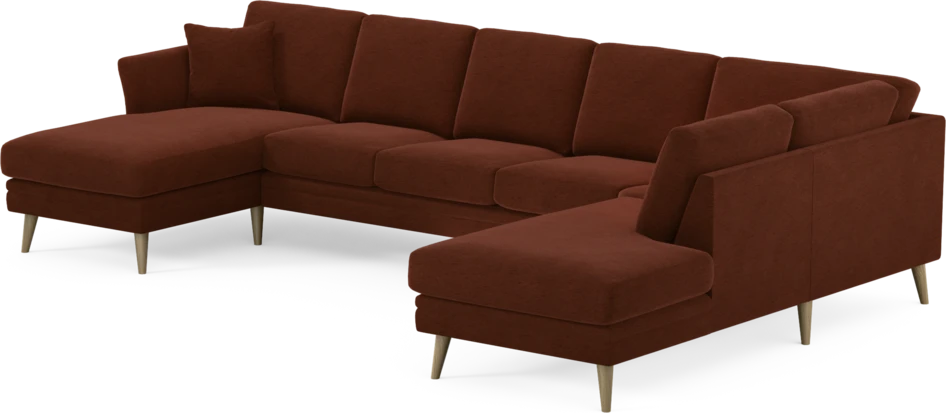 Eden - 3-sits soffa med schäslong vänster och divan höger - Orange