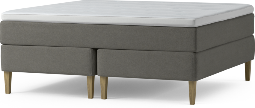 Delux Exclusive - Kontinentalsäng, dubbelsäng med bäddmadrass och sängben - Grå