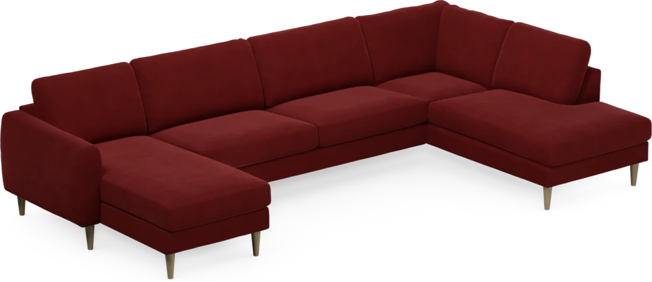 Bridge - 3-sits soffa med schäslong vänster och divan höger - Röd