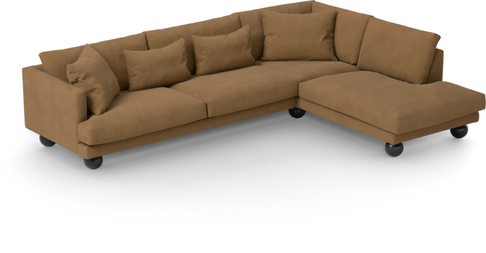 Harper - 3-sits soffa med divan höger - Gul