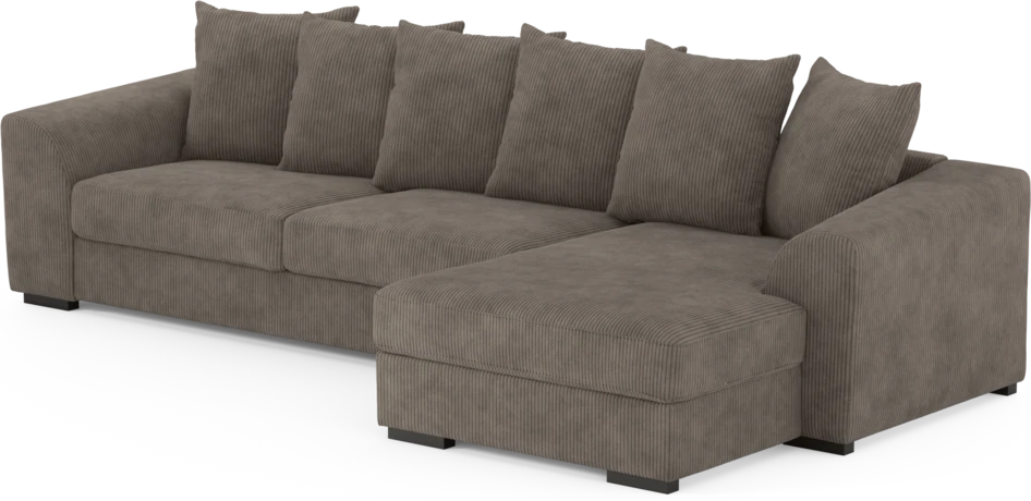 Town - 3-sits soffa med schäslong höger - Brun