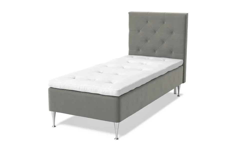 Sense Delux - Ramsäng, enkelsäng med bäddmadrass Sleep Delux vit - Grå