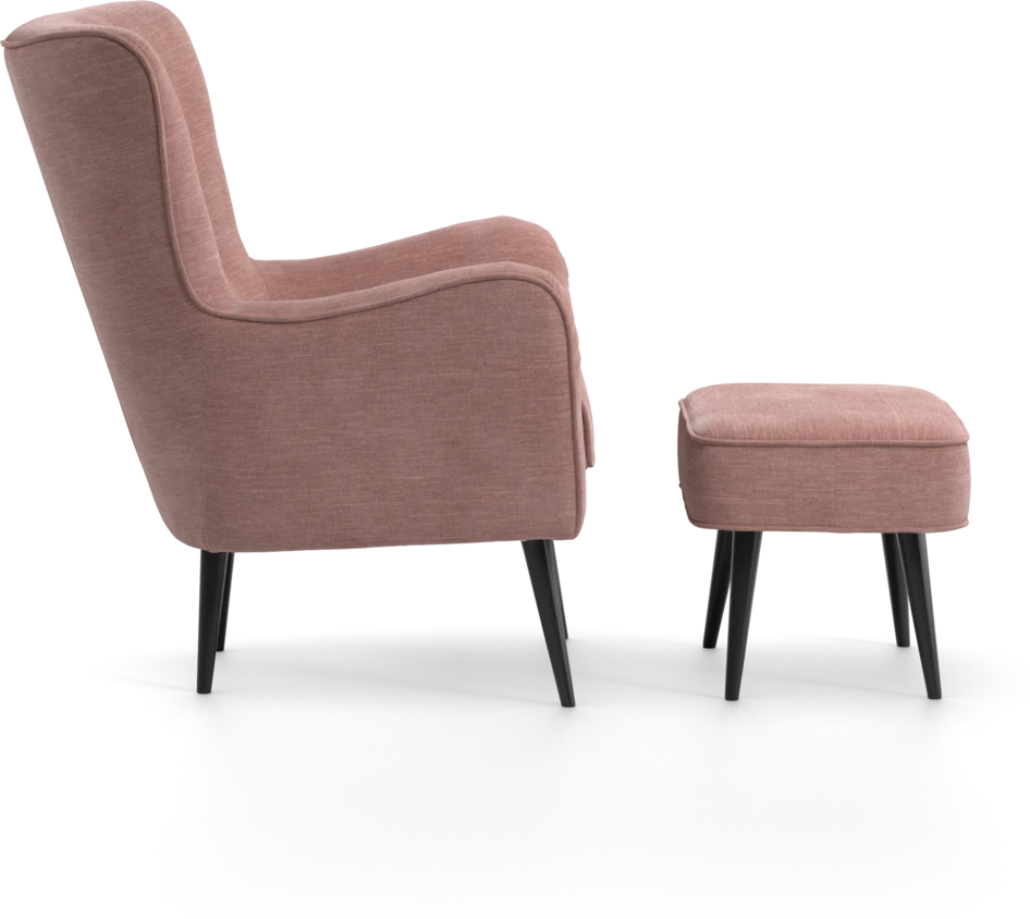 Cordelia - Fåtölj med fotpall - Rosa