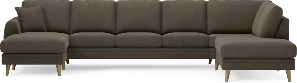 Eden - 3-sits soffa med schäslong vänster och divan höger - Brun