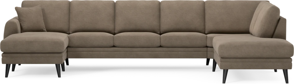 Eden - 3-sits soffa med schäslong vänster och divan höger - Brun