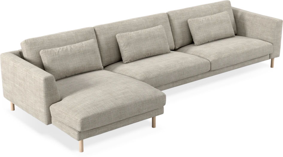 Willow - 4-sits soffa med schäslong vänster, fast klädsel - Beige
